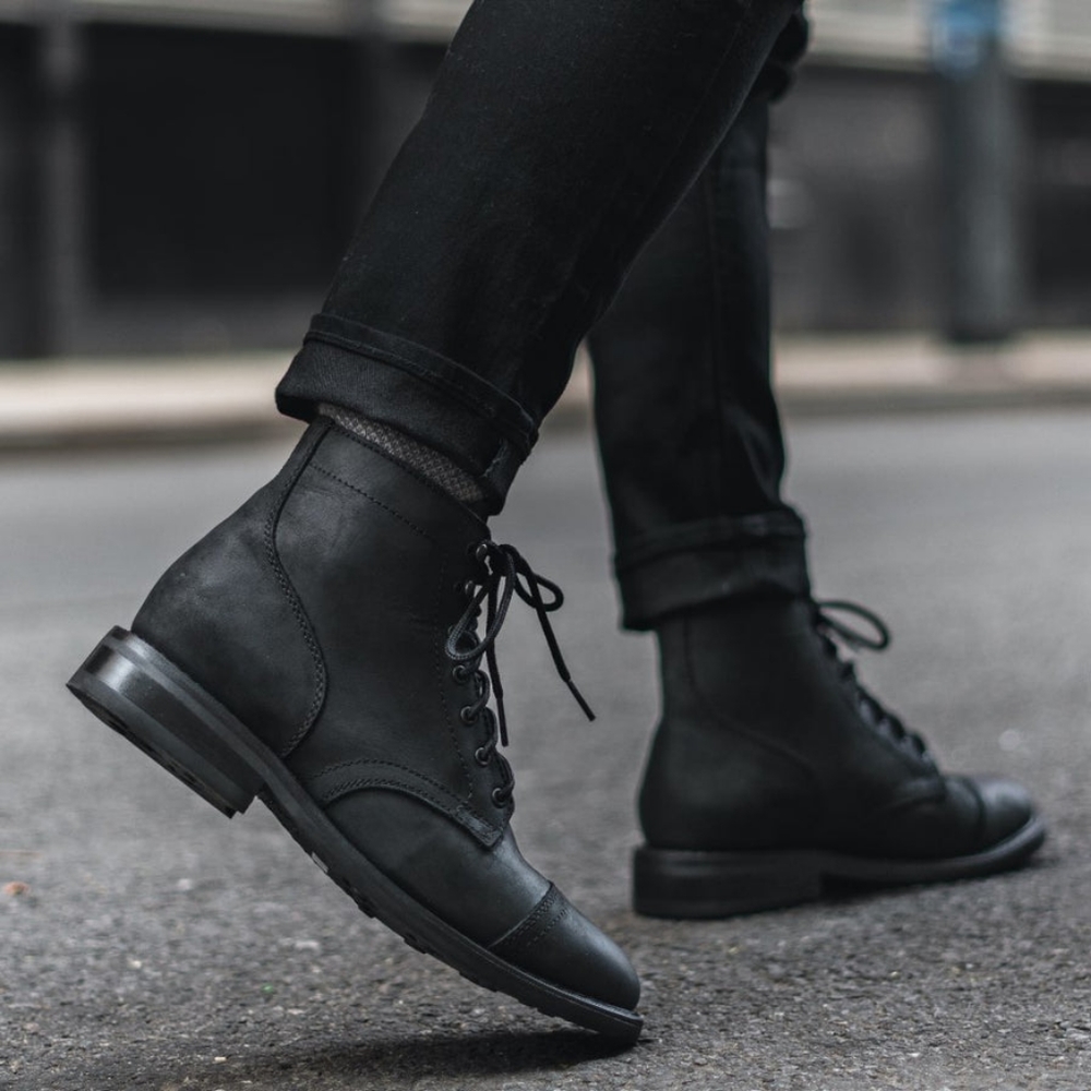 Thursday Matte Black Leather Captain Boots